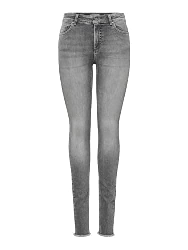 Image of ONLY Women's Blush Mid Ank Raw Jens Noos Skinny Jeans, Grey (Grey Denim Grey Denim), 42W 30L UK
