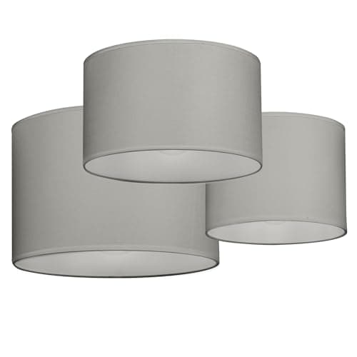 Image of Giggi Set of 3 Grey Lamp Shades, 8", 10" & 12" Fabric Light Shade Ceiling, Lampshades for Ceiling Lights, Floor and Table Lamp, Living Room, Bedroom and Kitchen (Grey)