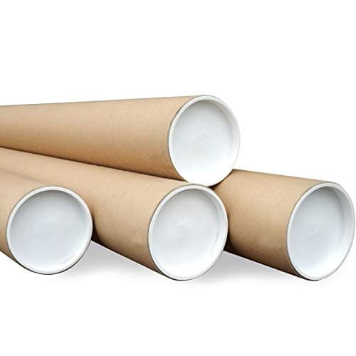 Image of Cardboard Postal Tubes + Plastic End Caps Strong A1 625MM X 76mm Diameter - (5 Tubes)