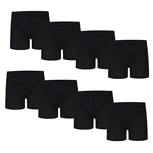 Image of TRAMLE Girls Cycling Cotton Shorts, 8 Pack Stretchy Bike Under Skirt Breathable Soft Cotton Shorts for Girls Sports Play Underdress Pants 3-4 Years Black