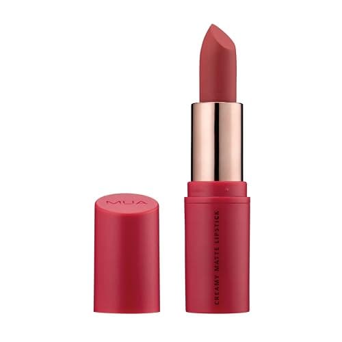 Image of MUA Makeup Academy Creamy Matte Lipstick, Heartbreaker (Pink/Red), Highly Pigmented - Vegan & Cruelty Free (Pack of 1)
