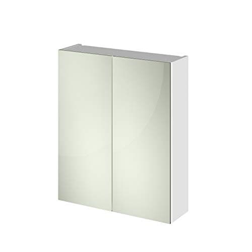 Image of Hudson Reed OFF117 Quartet | Modern Bathroom Wall Hung Contemporary Double Mirror Cabinet, 600mm x 715mm x 184mm, Gloss White, Glass, 600mm