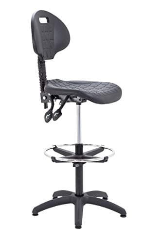 Image of Office Hippo Laboratory Desk Chair, Robust Office Chair For Contract Use, Adjustable Seat & Back, Versatile & Lightweight Easy-Clean Chair, High Rise Static Draughtsman - Black
