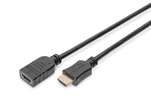 Image of Digitus HDMI extension cable - 5m - with Ethernet channel - Ultra HD 4k/30Hz - male to female - compatible with TV/projector/monitor - gold-plated contacts - black