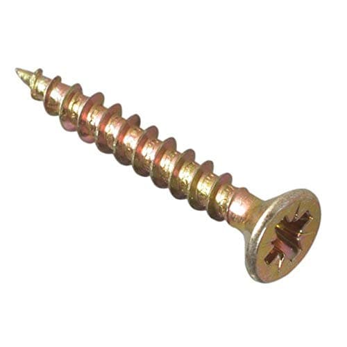 Image of ForgeFix Multi-Purpose Single Thread Screws | 3.0 x 25mm | Zinc Yellow Passivated | Box 200
