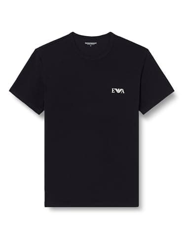 Image of Emporio Armani Man's Bold Monogram 2-Pack Crew Neck T-Shirt, Black, M, Fitted