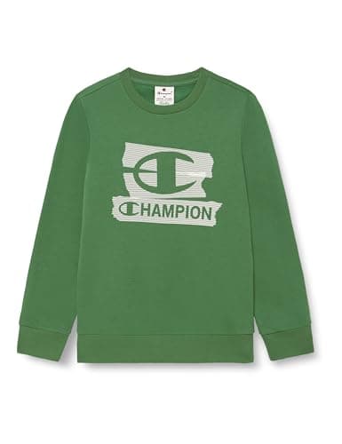 Image of CHAMPION Boys' Crewneck Fleece Sweater with Graphic logo, large hoodie, ultra soft, warm kids pullover, front kangaroo pocket, PE School jumper