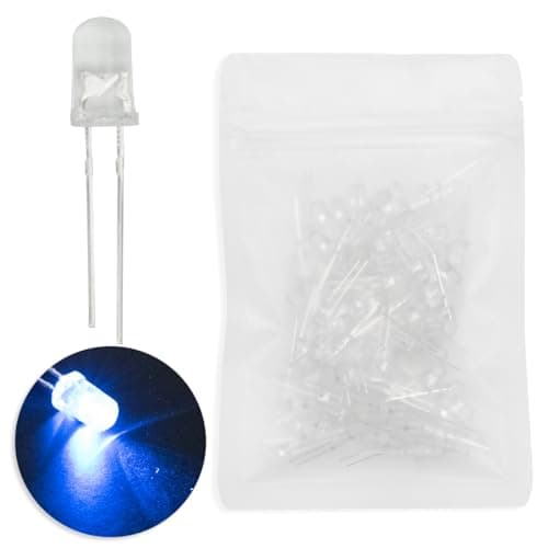 Image of Innfeeltech 100pcs 5mm White Bulb Blue Light LED Diode Lights DC 2.7V~3.4V 20mA 5mm Electronics Emitting Components Light Diodes LEDs