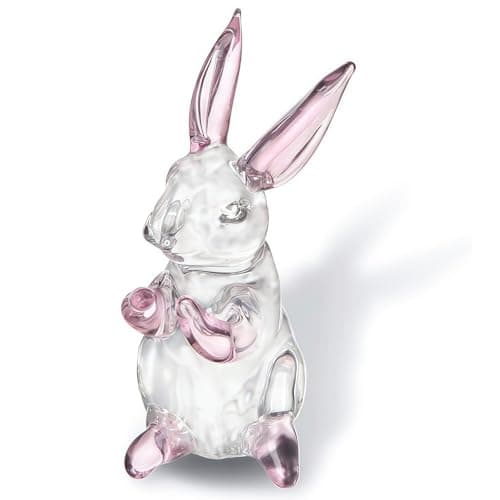 Image of LANDIANLD Crystal Rabbit Bunny Figurine Crystal Ornaments Gifts Spring Easter Decoration Art Glass Paperweight Golden Plated Clear Art Rabbit Decor Statue