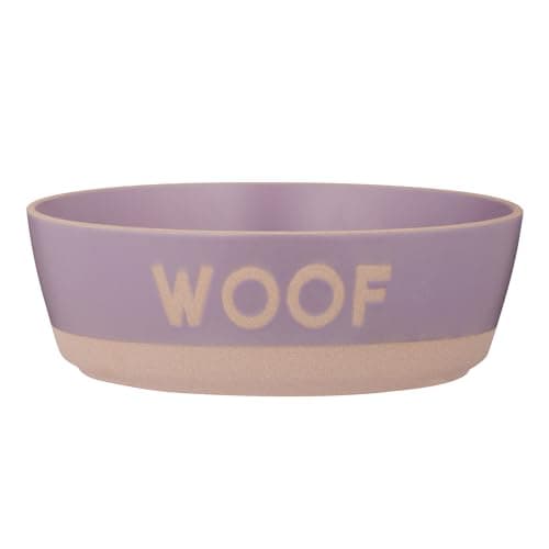 Image of Mason Cash Pets Woof Dog Bowl | 1.3 Litre Capacity | 20cm Stoneware Pet Bowl with Wax Resist Finish & Angled Design