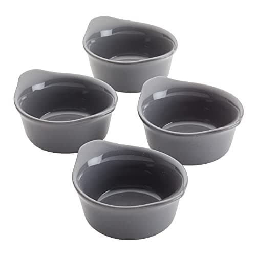 Image of Rachael Ray Solid Glaze Ceramics Round Ramekins/Dipping Cup Set, 4 Piece, Gray