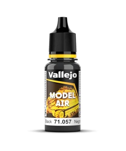 Image of Vallejo Model Air Acrylic Paint, Matte Black Finish, 18 ml for Airbrush, Ideal for Modeling and Miniatures