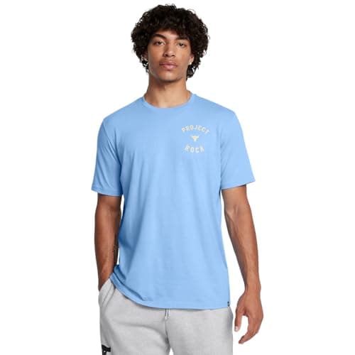 Image of Under Armour Men's Project Rock 7 Short Sleeve T Shirt, (465) Horizon Blue / / Silt, XL
