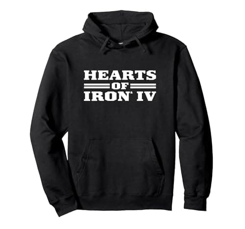 Image of Hearts of Iron IV logo white Strategy Game Pullover Hoodie, Adult Unisex, Black, Medium