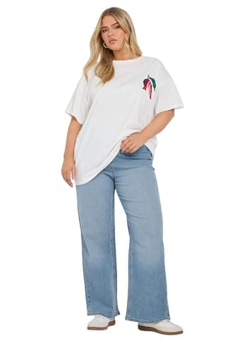 Image of Yours Curve Wide Leg Stretch Jeggings - Women's - Plus Size Curve Light Blue