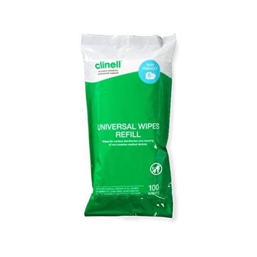 Image of Clinell Universal Cleaning and Disinfectant Wipes for Surfaces - Refill Pack, 100 Count – Multi-Purpose, Quick Action, Kills 99.99% of Germs