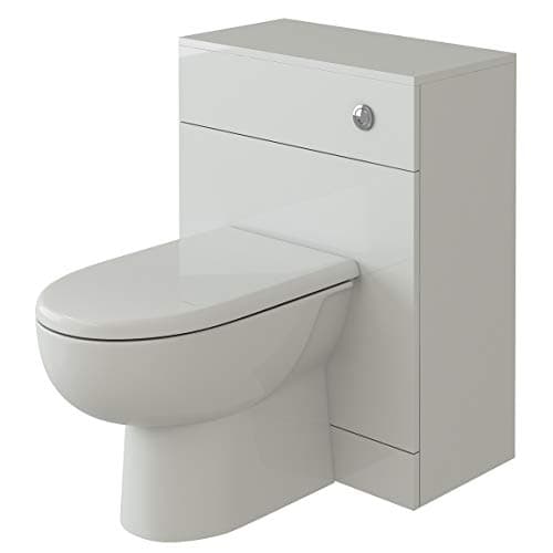 Image of VeeBath Linx 600x330 WC and Back to Wall Toilet, Ceramic D Shape Soft Close Toilet Seat, Concealed Cistern for Bathroom- Gloss White