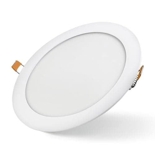 Image of Bright Source LED Round Panel Downlight, Slimline Recessed Ceiling Spotlight, White Trim, 20W, 1600lm, 3CCT Adjustable Colour 3000K 4000K 6000K, IP20, 223mm Cutout