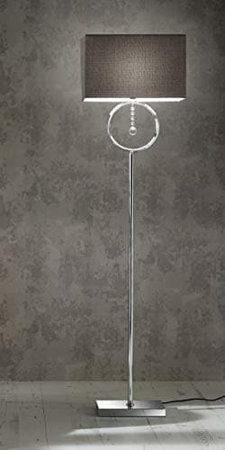 Image of Lizzy Chrome Silver Floor LAMP with Grey Shade with Crystal Hanging Pendant