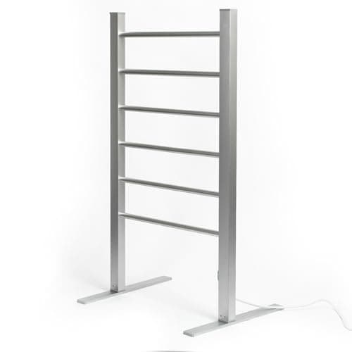 Image of Status 100W 6 Bar Aluminium Heated Towel Rail, Free Standing Electric Dryer, Silver (AHTR-100W1PKB)