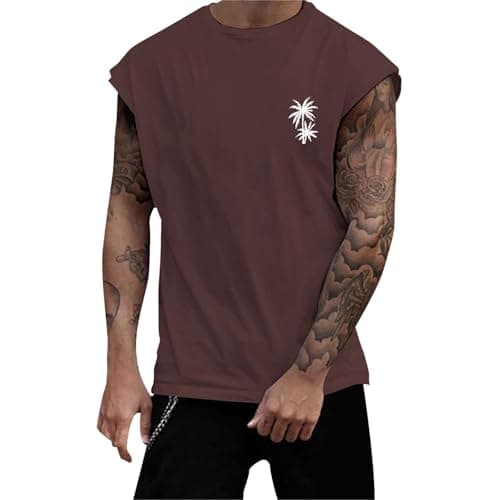 Image of Tank Tops Top Many Colours Summer Tank Tops Gym Sports Sleeveless T Shirts T-Shirt Vest Sportswear for Men, coffee, L