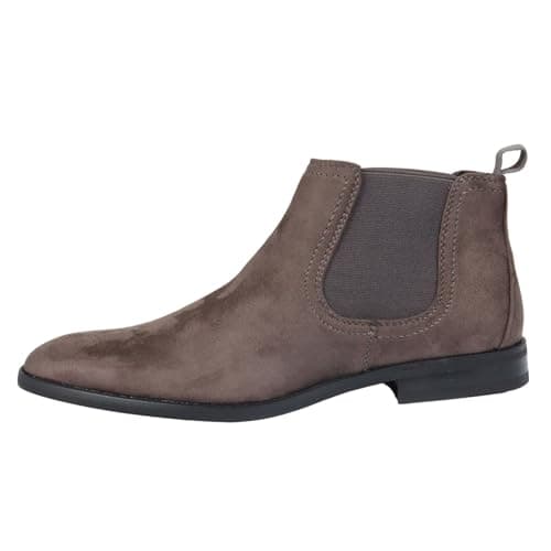 Image of TruClothing Men's Boots Slip On Suede Leather Lined Chelsea Ankle Shoes - Grey 11 UK