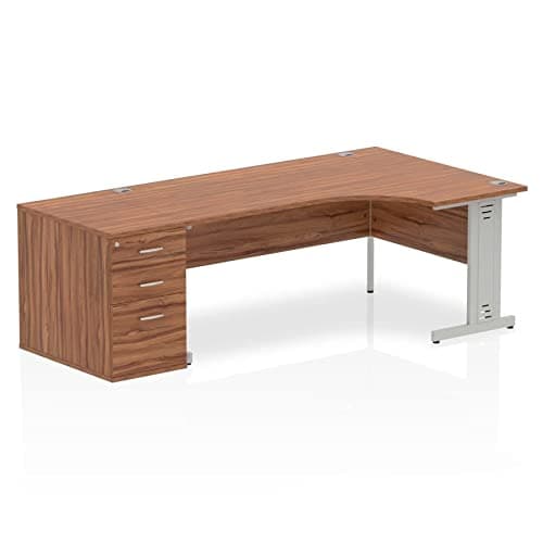 Image of I000675 - Dynamic Impulse 1800 Right Hand Wire Managed Workstation 800 Pedestal Bundle Walnut