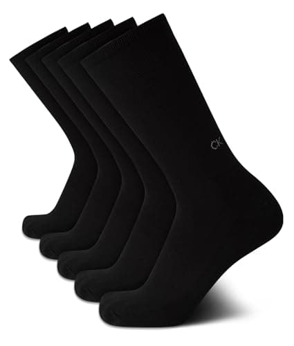 Image of Calvin Klein Crew Socks for Men - 5 Pack Breathable Cushioned Crew Socks for Men for Running and Workout (6-12), black, One Size