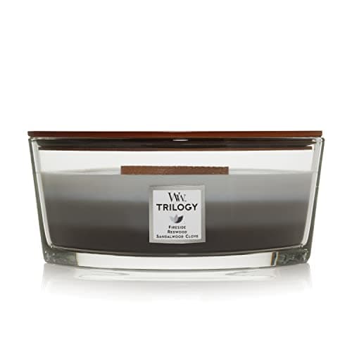 Image of WoodWick Ellipse Trilogy Scented Candle | Warm Woods | with Crackling Wick | Burn Time: Up to 50 Hours