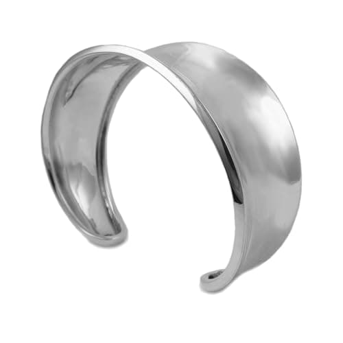 Image of Wide 925 Sterling Silver Cuff Polished Curved Bracelet