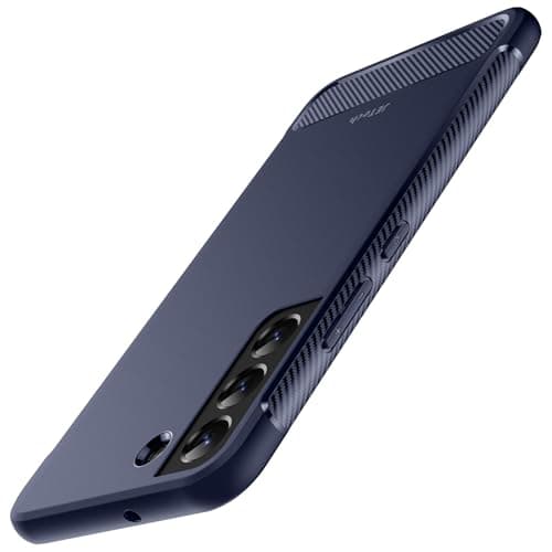 Image of JETech Slim Fit Case for Samsung Galaxy S22 5G 6.1-Inch, Thin Phone Cover with Shock-Absorption and Carbon Fiber Design (Blue)