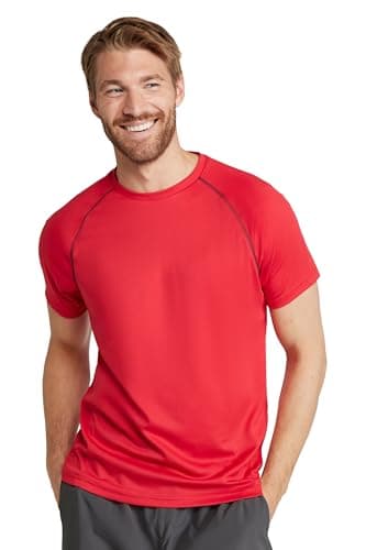 Image of Mountain Warehouse Endurance Mens T-Shirt – Breathable Tee, UPF50 Protection, Lightweight Shirt, Comfortable & Quick Drying Top - Spring Summer, Travelling Red M