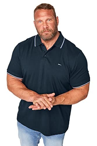 Image of BadRhino Big & Tall Core Essential Everyday Tee Classic Collar Short Sleeve Polo Shirt Top - Men's Golf Longer Length 100% Cotton - M to 8XL Blue 4XL