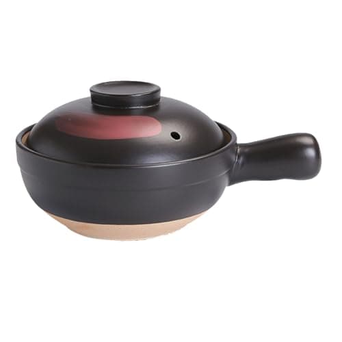 Image of Large Terracotta Casserole Pot with Lid 3.5L Traditional Clay Cooking Pot Heat-Resistant Ceramic StewPot for Braising Roasting and Baking Oven Safe Black