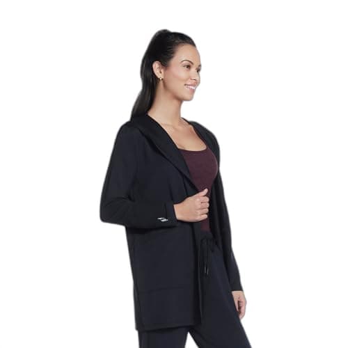 Image of Skechers Women's Restful Hoodigan Cardigan Sweater, Bold Black, XL UK