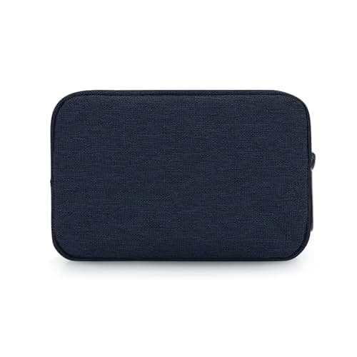 Image of DOB SECHS Waterproof Canvas Mini Travel Makeup Carrying Case Wash Bags Cosmetic Bag Portable Electronics Accessories Organizer Wash Gym Shaving Bag, Blue