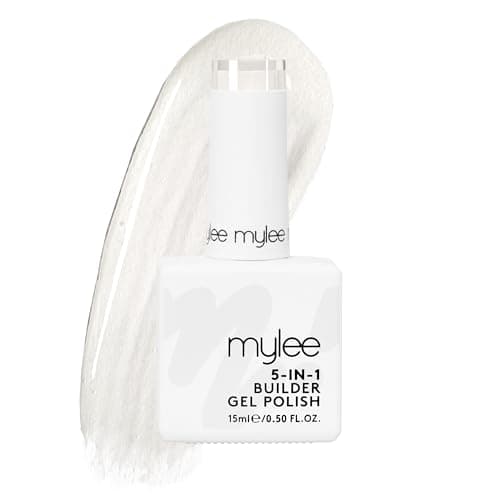 Image of Mylee 5 in 1 Builder Base Strengthening Gel 15ml, UV/LED Nail Polish Coat for Hard Strong Nails Tips & Extensions, For Nail Art Decoration, Decals & Jewels, Professional Manicure Repair (Clear)
