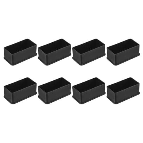 Image of sourcing map 8Pcs Chair Leg Floor Protectors, 84 x 44mm/3.31 x 1.73inch PVC Anti-Slip Square Furniture Leg Feet Cover for Hardwood Floors Patio Chair Table Bed, Black