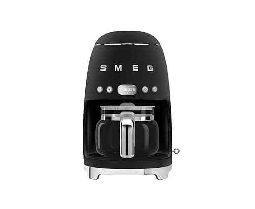 Image of Smeg DCF02BLMUK Retro 50s Style 1.4L Drip Coffee Machine, Auto Start, Keep Warm Function, Black
