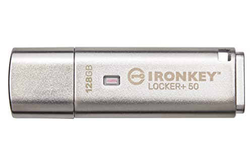 Image of Kingston IronKey Locker+ 50 USB Flash Drive XTS-AES Encrypted for Data Protection with Automatic USBtoCloud Back Up-IKLP50/128GB