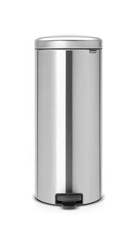 Image of Brabantia NewIcon Pedal Bin 30 L (Matt Steel) Soft-Closure Kitchen Rubbish Bin with Removable Inner Bucket + Free Bin Bags