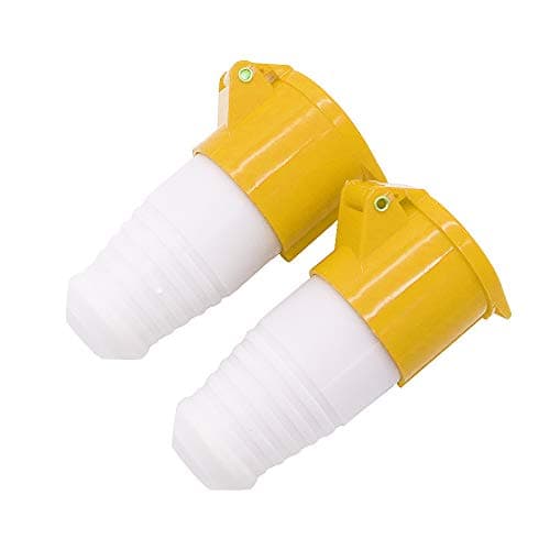 Image of POFET 2Pcs Power Plus 16AMP Socket 110Volt 3 Pin (IP44) Coupling Sockets - Yellow