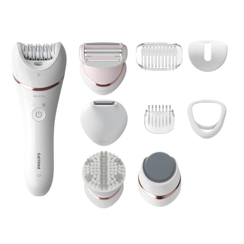 Image of Philips Epilator Series 8000, Cordless Wet and Dry Epilator for Legs and Body, with 9 Accessories, Shaver, Trimmer, Pedicure and Body Exfoliator, Model BRE740/11