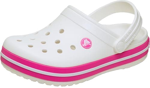 Image of Crocs Unisex Kids Clog,Crocband Clog T,White/Pink Crush,6 UK Child
