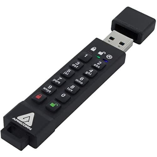 Image of Apricorn Aegis Secure Key 3Z 16GB 256-bit AES XTS Hardware Encrypted FIPS 140-2 Level 3 Validated Secure USB 3.0 Flash Drive (ASK3Z-16GB) , Black