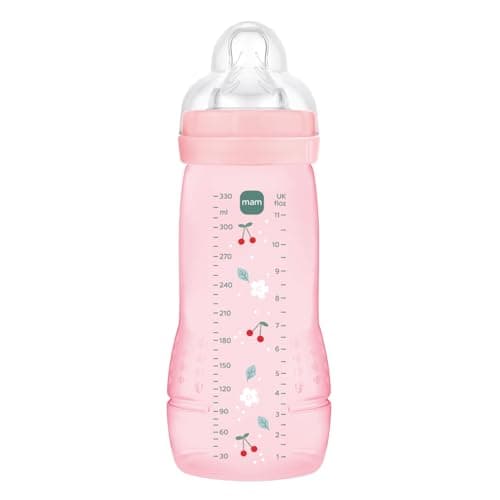 Image of MAM Easy Active 6+ Months Berry Colour (330 ml) - With Silicone Teat Ultra-Fast X Speed Flow - Baby with Airtight Seal