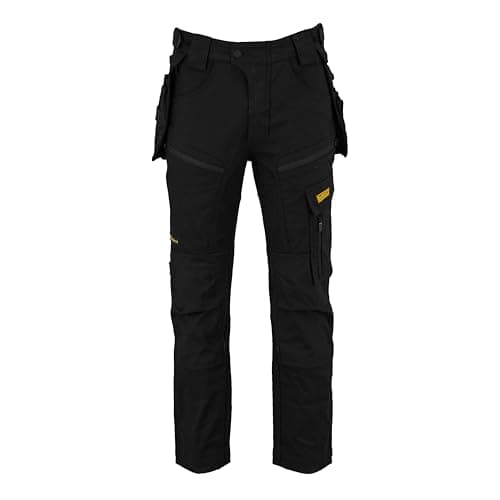 Image of DEWALT Columbus Men's Pro-Stretch, Rip Stop, Slim Fit, Utility Cargo Work Trousers, Black, W30/L29