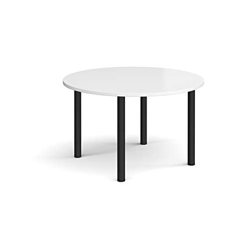 Image of Mr Office Circular radial leg meeting table - black legs, White, 1200
