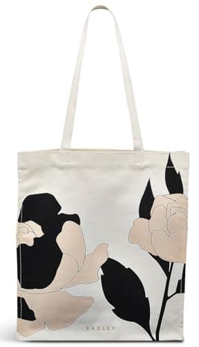 Image of RADLEY London Unisex Canvas Medium Open Top Tote Bag - Floral Frame Natural