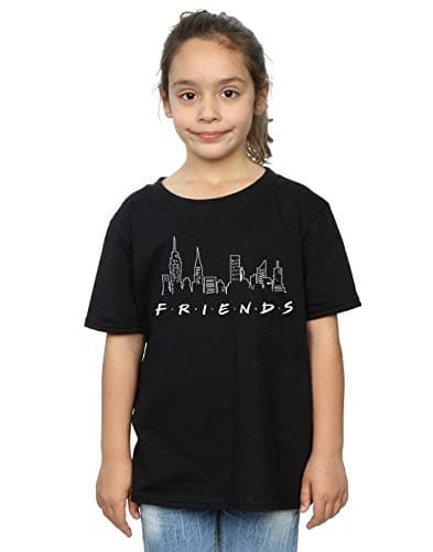 Image of Absolute Cult Friends Girls Skyline Logo T-Shirt Black 9-11 Years